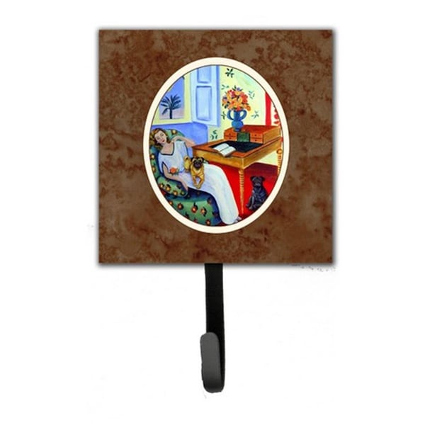 Carolines Treasures Lady with Her Pug Leash or Key Holder, 6 x 1.25 x 4.25 in. 7166SH4 - main